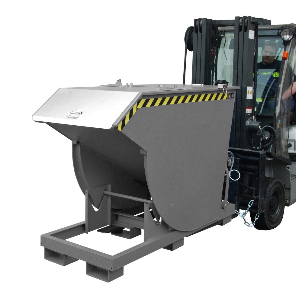 Productafbeelding nr. 1: Bauer® Kantelbak met afrolmechanisme Premium, diepe bouwvorm, gelakt, zonder deksel, volume 0,75 m³, RAL 7005 muisgrijs