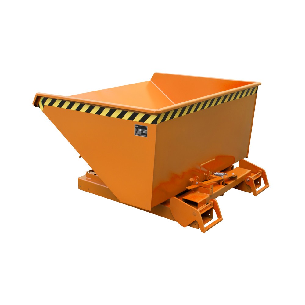 Product afbeelding: Bauer® Kantelbak met automatisch afrolmechanisme, cap. 1.000 kg, gelakt, volume 0,9 m³, RAL 2000 geeloranje