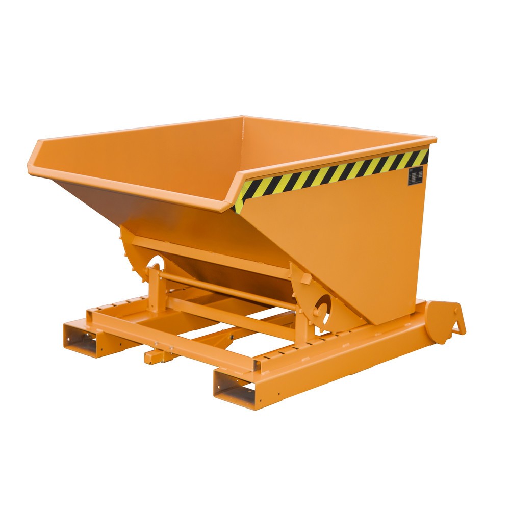 Product afbeelding: Bauer® Kantelbak met automatisch afrolmechanisme, cap. 1.000 kg, gelakt, volume 0,6 m³, RAL 2000 geeloranje