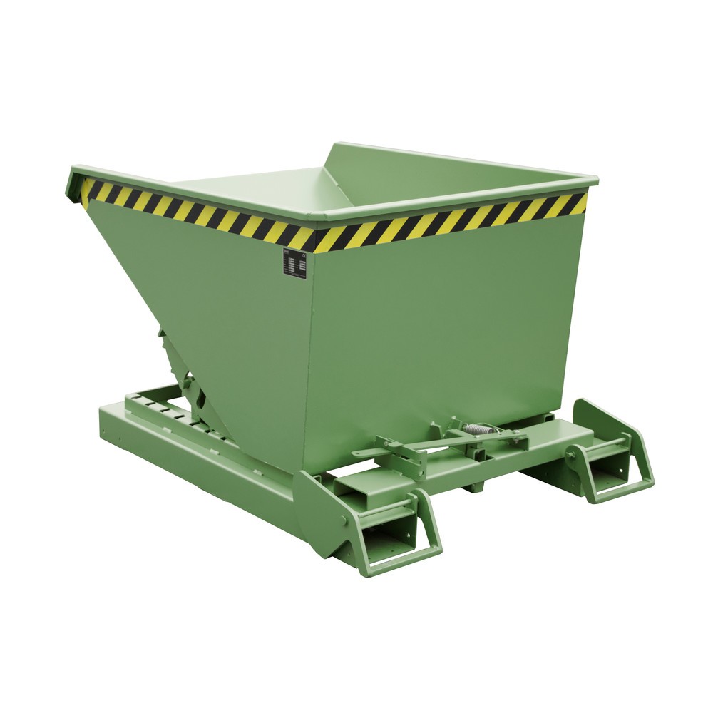 Product afbeelding: Bauer® Kantelbak met automatisch afrolmechanisme, cap. 1.000 kg, gelakt, volume 0,6 m³, RAL 6011 resedagroen