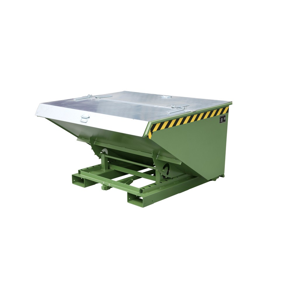Product afbeelding: Bauer® Kantelbak met automatisch afrolmechanisme, cap. 1.000 kg, gelakt, volume 0,9 m³, RAL 6011 resedagroen