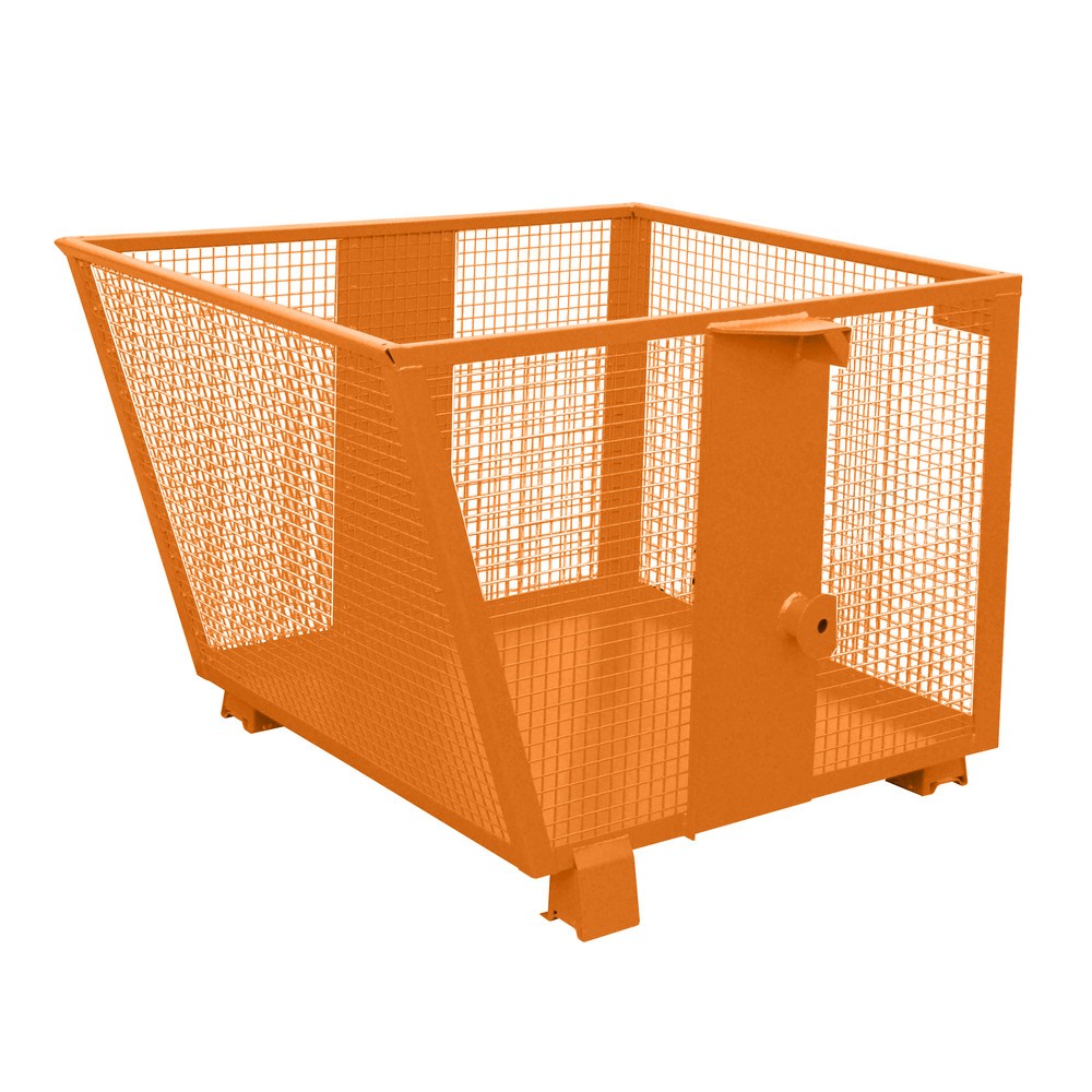 Productafbeelding nr. 1: Bauer® Kantelbak met roosterwanden, gelakt, volume 0,9 m³, RAL 2000 geeloranje