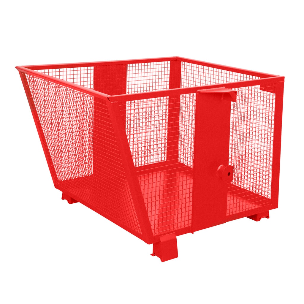 Bauer® Kantelbak met roosterwanden, gelakt, volume 0,9 m³, RAL 3000 vuurrood Product afbeelding: Bauer® Kantelbak met roosterwanden, gelakt, volume 0,9 m³, RAL 3000 vuurrood