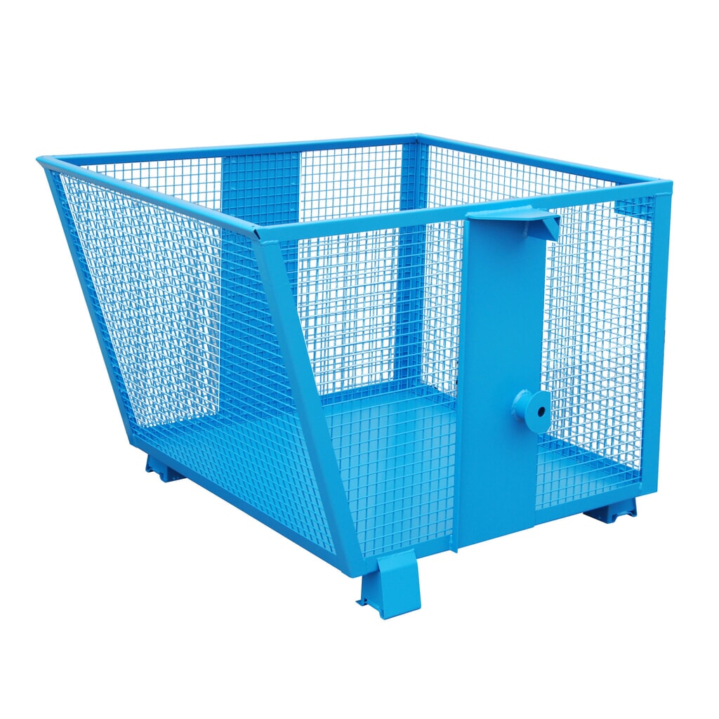 Bauer® Kantelbak met roosterwanden, gelakt, volume 0,9 m³, RAL 5012 lichtblauw Product afbeelding: Bauer® Kantelbak met roosterwanden, gelakt, volume 0,9 m³, RAL 5012 lichtblauw