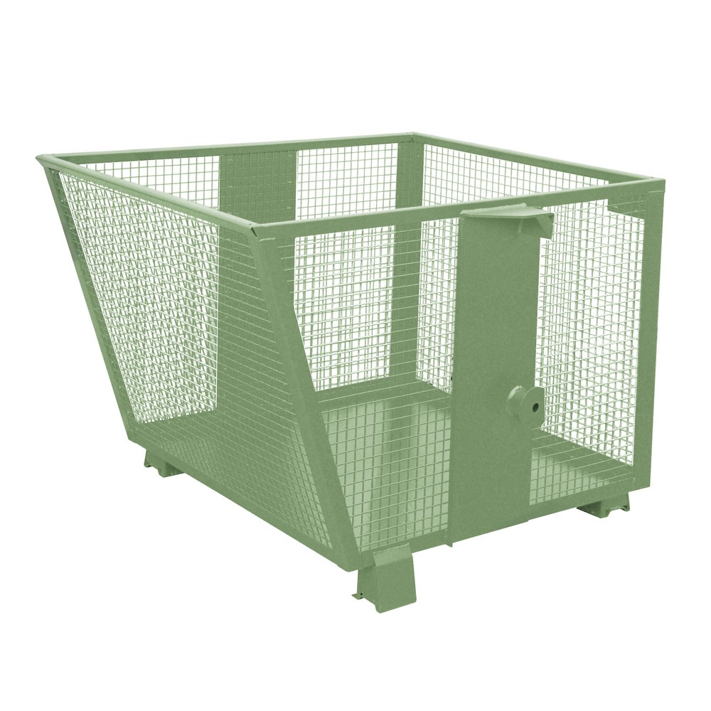 Product afbeelding: Bauer® Kantelbak met roosterwanden, gelakt, volume 0,9 m³, RAL 6011 resedagroen