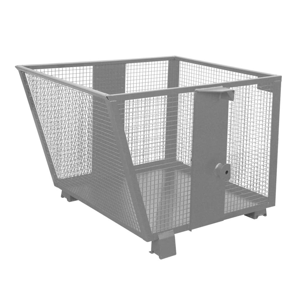 Bauer® Kantelbak met roosterwanden, gelakt, volume 0,9 m³, RAL 7005 muisgrijs Product afbeelding: Bauer® Kantelbak met roosterwanden, gelakt, volume 0,9 m³, RAL 7005 muisgrijs