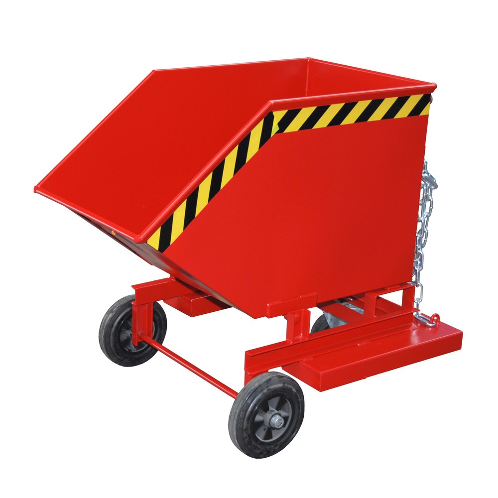 Product afbeelding: Bauer® Kantelbare bakwagen, met wielstel en inrijkokers, volume 0,25 m³, RAL 3000 vuurrood