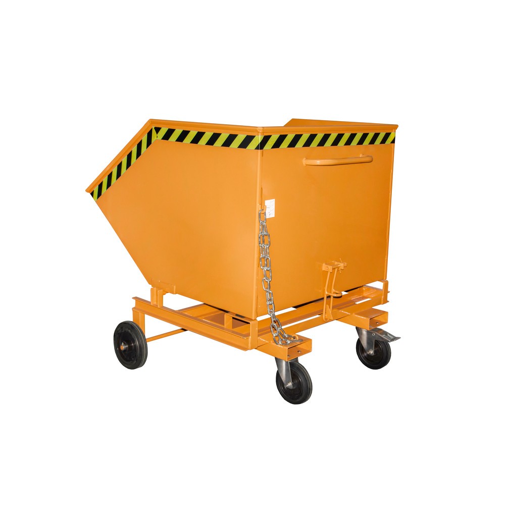 Product afbeelding: Bauer® Kantelbare bakwagen, met wielstel en inrijkokers, volume 1 m³, RAL 2000 geeloranje