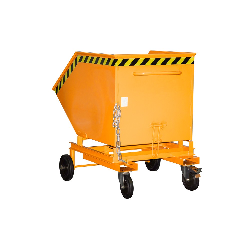 Product afbeelding: Bauer® Kantelbare bakwagen, met wielstel en inrijkokers, volume 0,6 m³, RAL 2000 geeloranje