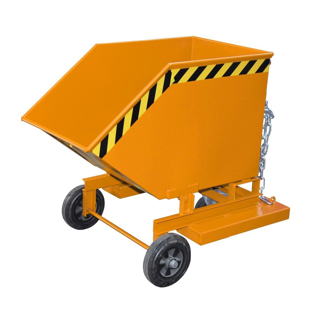 Product afbeelding: Bauer® Kantelbare bakwagen, met wielstel en inrijkokers, volume 0,25 m³, RAL 2000 geeloranje