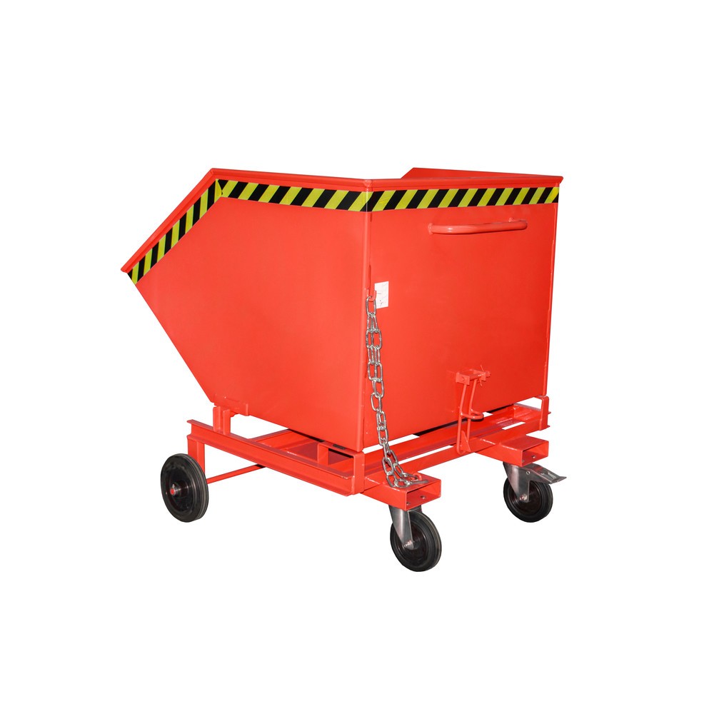 Product afbeelding: Bauer® Kantelbare bakwagen, met wielstel en inrijkokers, volume 1 m³, RAL 3000 vuurrood