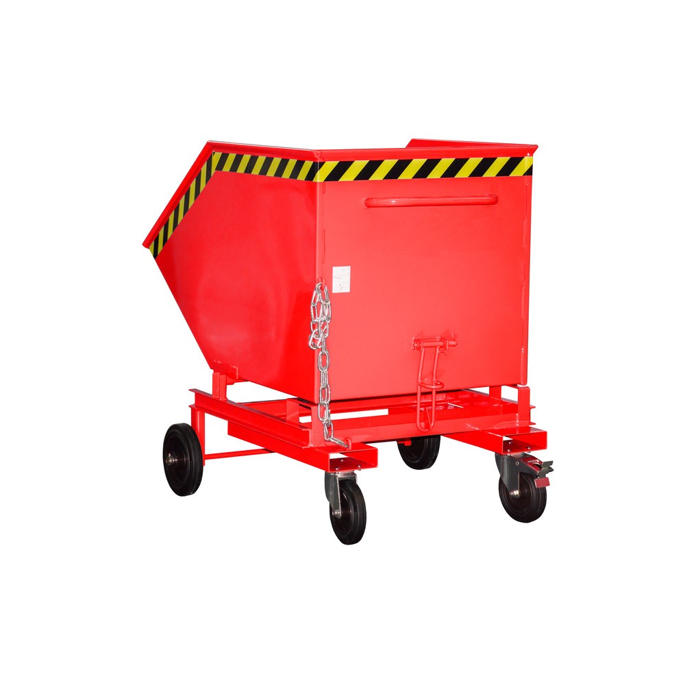 Product afbeelding: Bauer® Kantelbare bakwagen, met wielstel en inrijkokers, volume 0,6 m³, RAL 3000 vuurrood