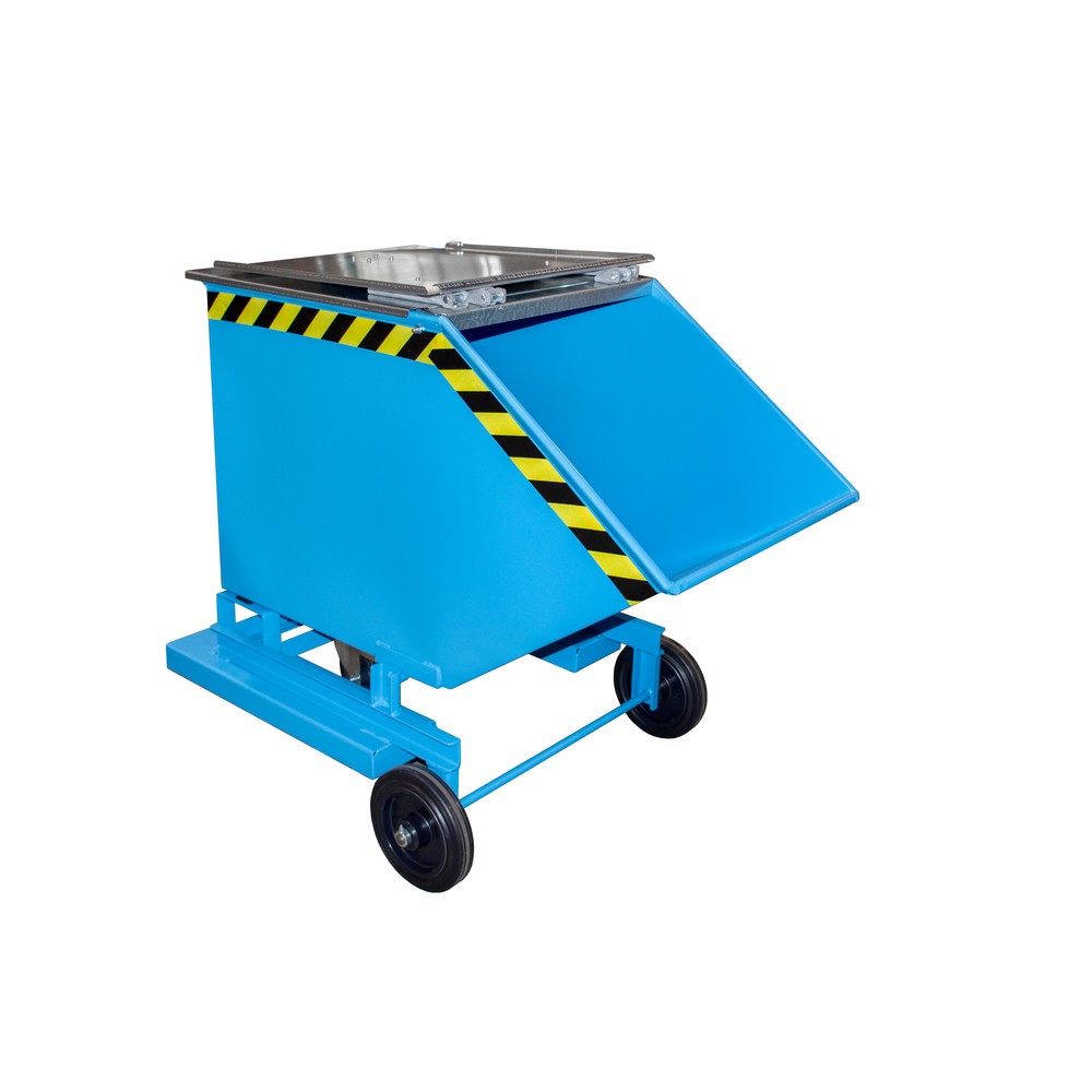Product afbeelding: Bauer® Kantelbare bakwagen, met wielstel en inrijkokers, volume 0,4 m³, RAL 5012 lichtblauw