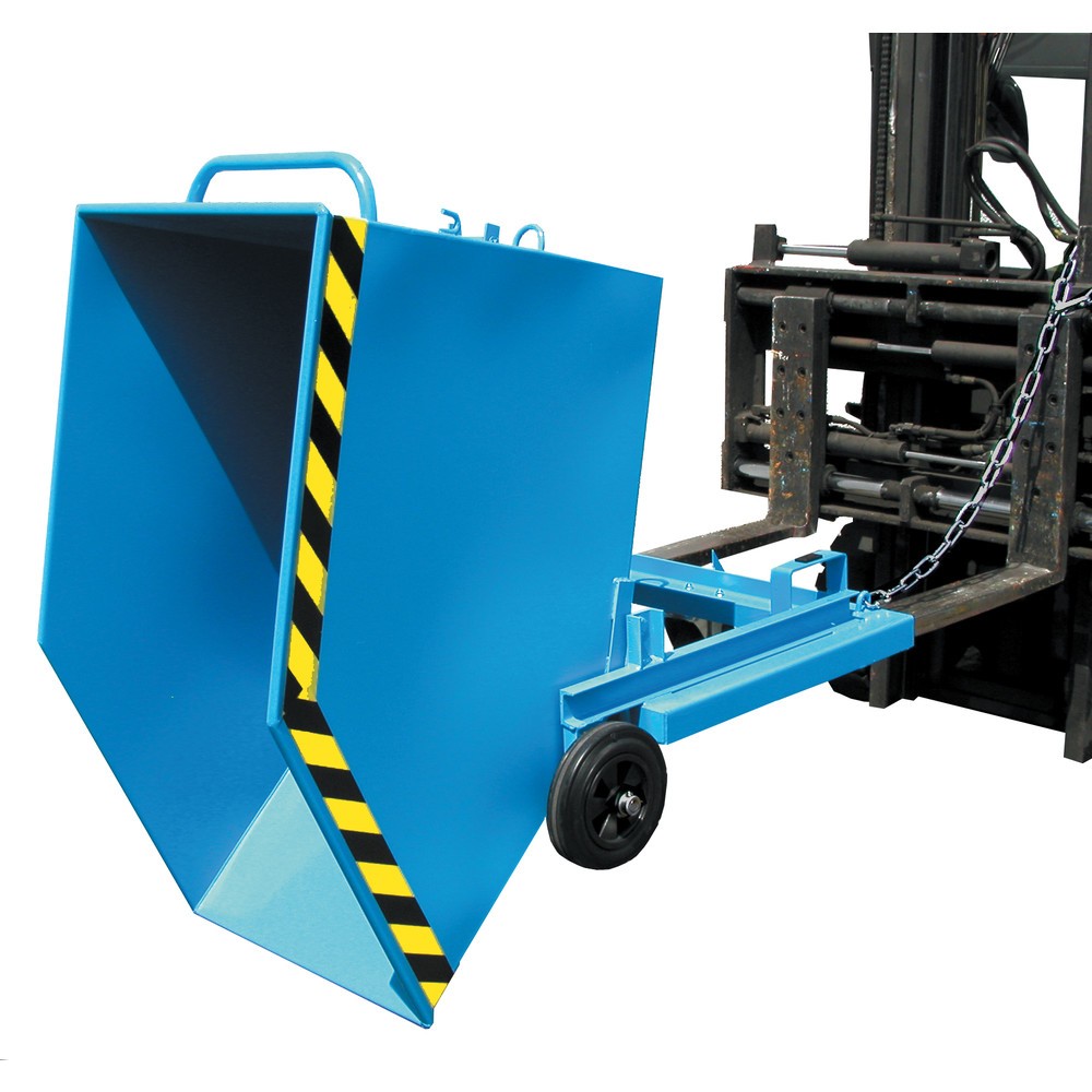 Product afbeelding: Bauer® Kantelbare bakwagen, met wielstel en inrijkokers, volume 0,6 m³, RAL 5012 lichtblauw