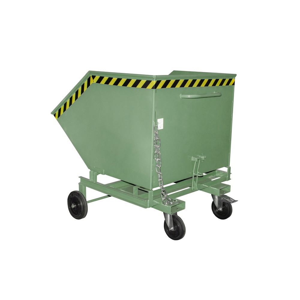 Product afbeelding: Bauer® Kantelbare bakwagen, met wielstel en inrijkokers, volume 1 m³, RAL 6011 resedagroen