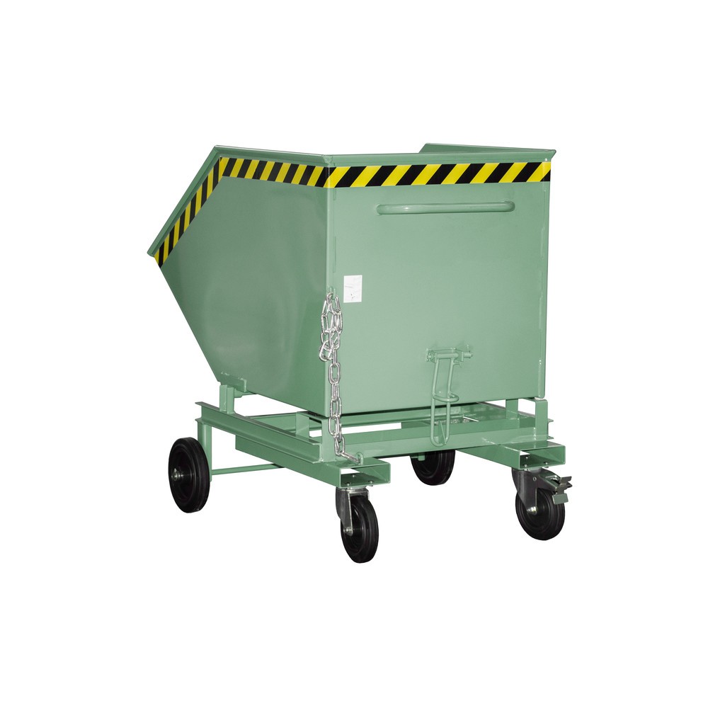 Product afbeelding: Bauer® Kantelbare bakwagen, met wielstel en inrijkokers, volume 0,6 m³, RAL 6011 resedagroen
