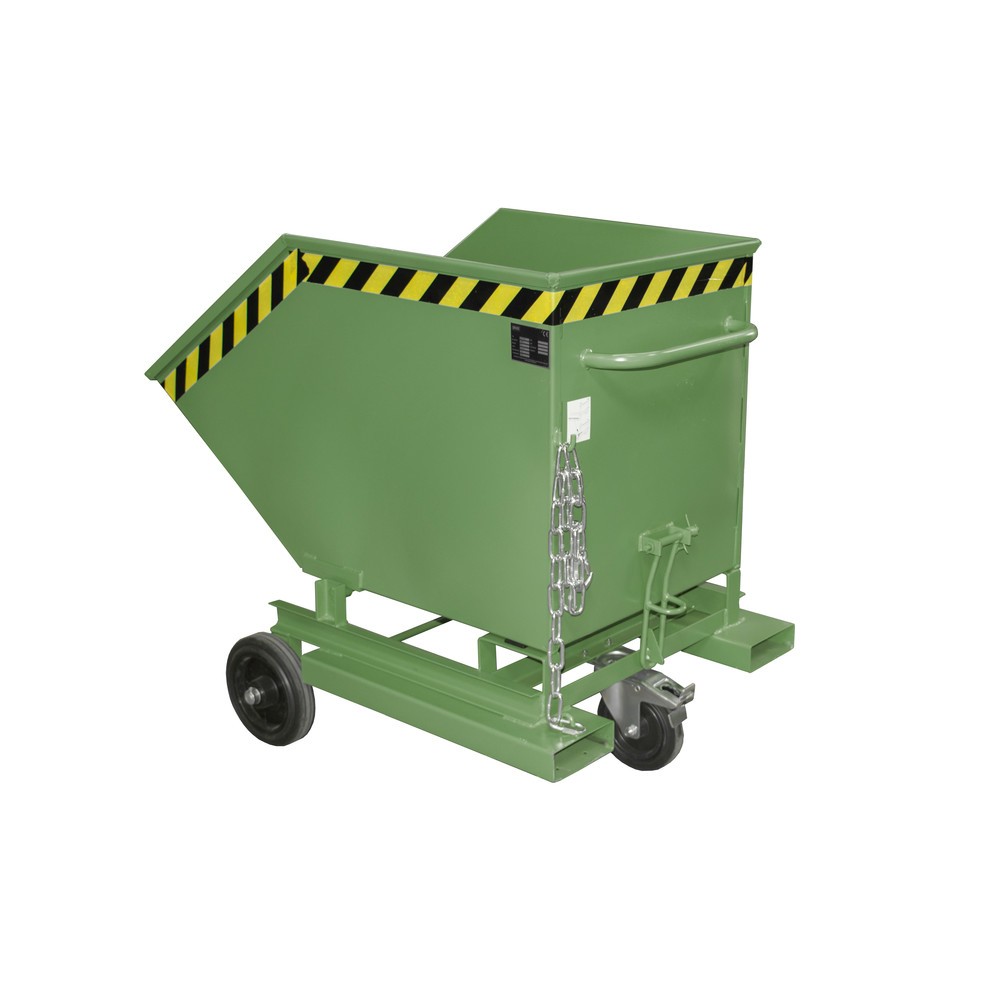 Product afbeelding: Bauer® Kantelbare bakwagen, met wielstel en inrijkokers, volume 0,4 m³, RAL 6011 resedagroen