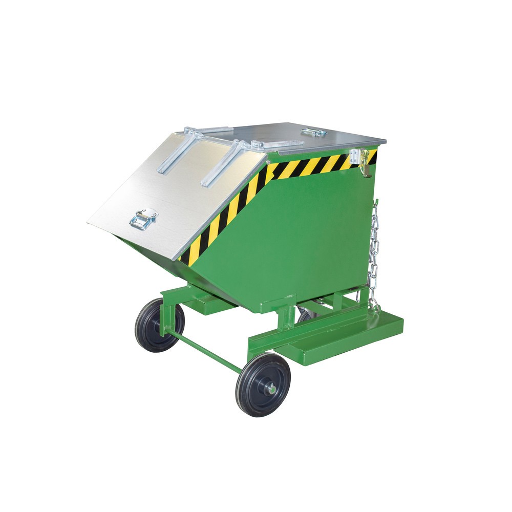 Product afbeelding: Bauer® Kantelbare bakwagen, met wielstel en inrijkokers, volume 0,25 m³, RAL 6011 resedagroen