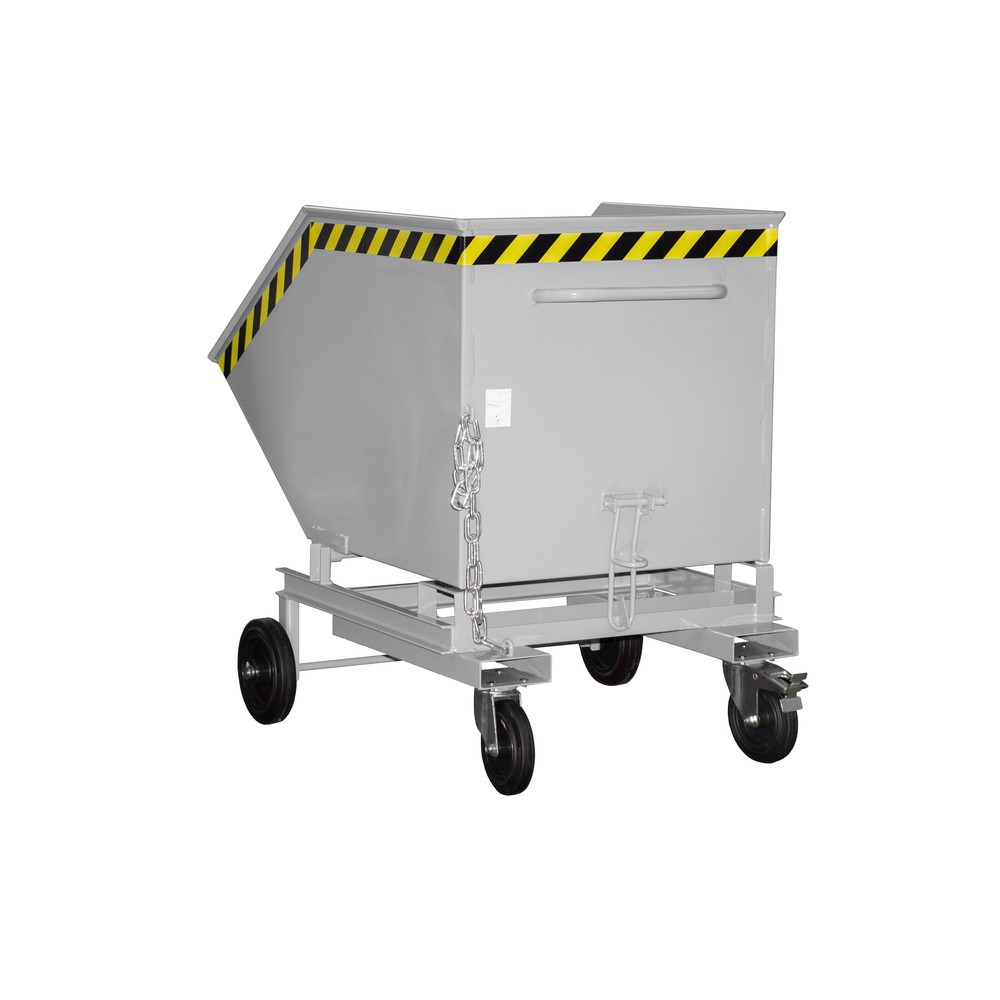 Product afbeelding: Bauer® Kantelbare bakwagen, met wielstel en inrijkokers, volume 0,6 m³, RAL 7005 muisgrijs
