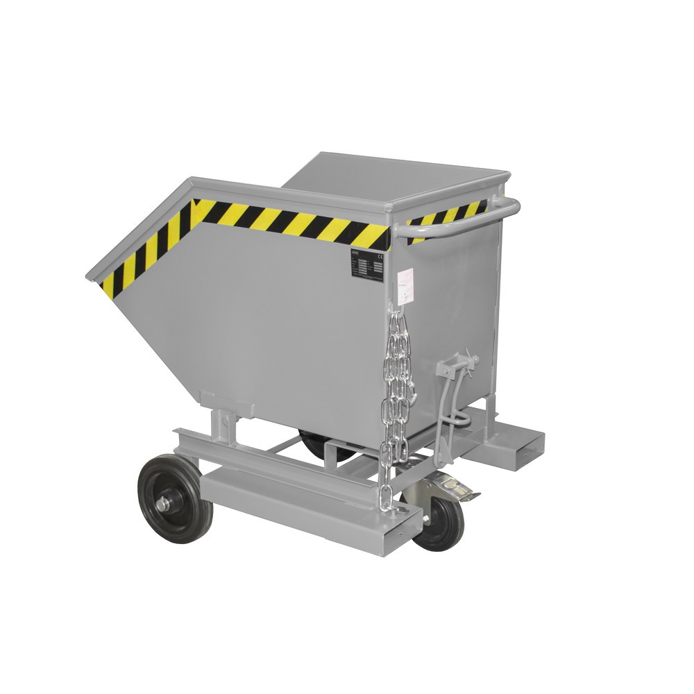 Product afbeelding: Bauer® Kantelbare bakwagen, met wielstel en inrijkokers, volume 0,25 m³, RAL 7005 muisgrijs