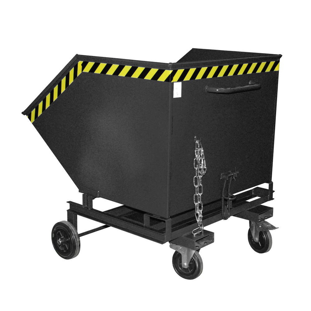 Product afbeelding: Bauer® Kantelbare bakwagen, met wielstel en inrijkokers, volume 1 m³, RAL 7021 zwartgrijs