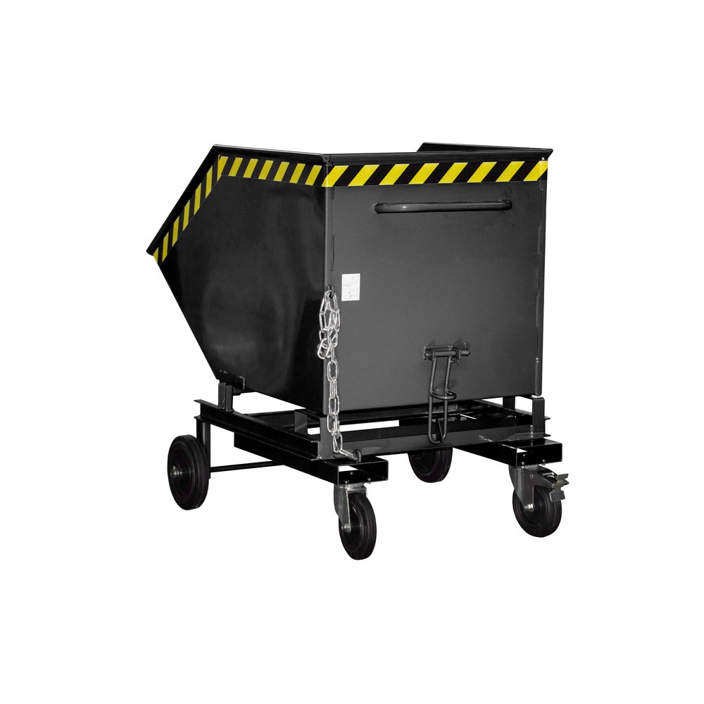 Product afbeelding: Bauer® Kantelbare bakwagen, met wielstel en inrijkokers, volume 0,6 m³, RAL 7021 zwartgrijs