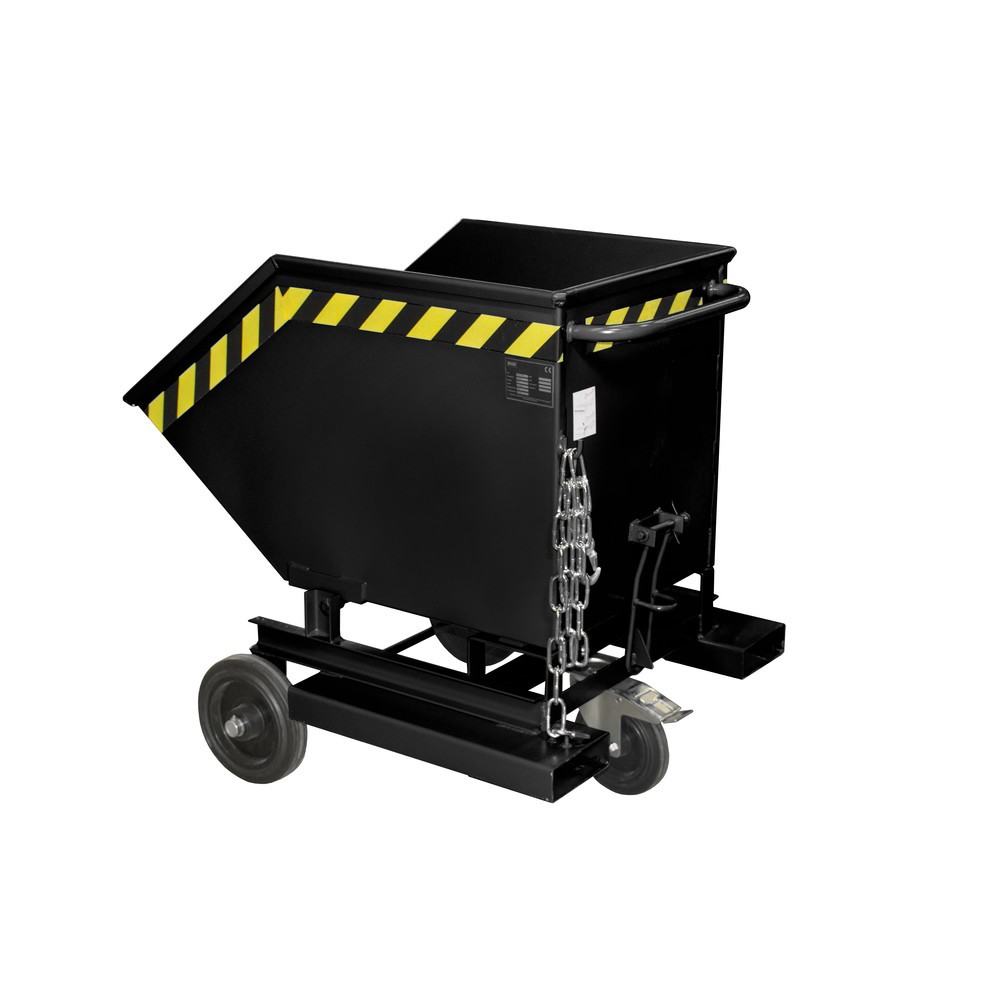 Product afbeelding: Bauer® Kantelbare bakwagen, met wielstel en inrijkokers, volume 0,25 m³, RAL 7021 zwartgrijs