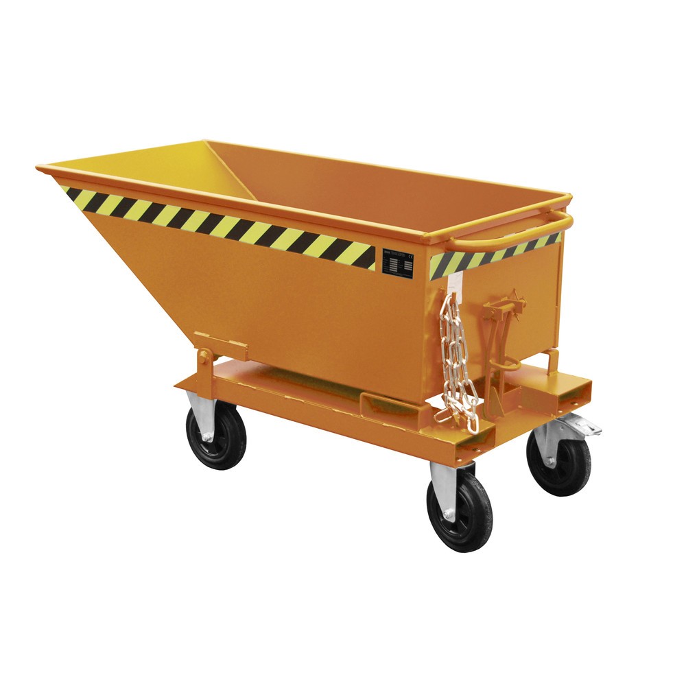 Product afbeelding: Bauer® Kiepbak, lage kuip, gelakt, volume 0,25 m³, RAL 2000 geeloranje