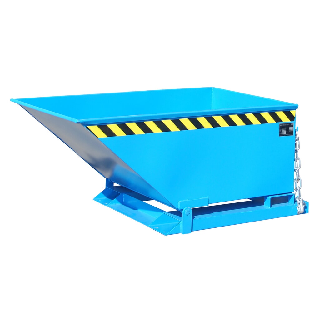 Bauer® Kiepbak, lage kuip, gelakt, volume 0,4 m³, RAL 5012 lichtblauw Product afbeelding: Bauer® Kiepbak, lage kuip, gelakt, volume 0,4 m³, RAL 5012 lichtblauw