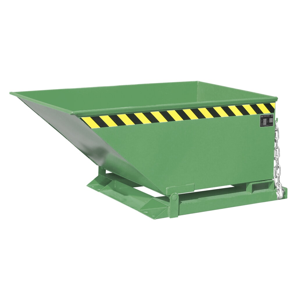 Bauer® Kiepbak, lage kuip, gelakt, volume 0,4 m³, RAL 6011 resedagroen Product afbeelding: Bauer® Kiepbak, lage kuip, gelakt, volume 0,4 m³, RAL 6011 resedagroen