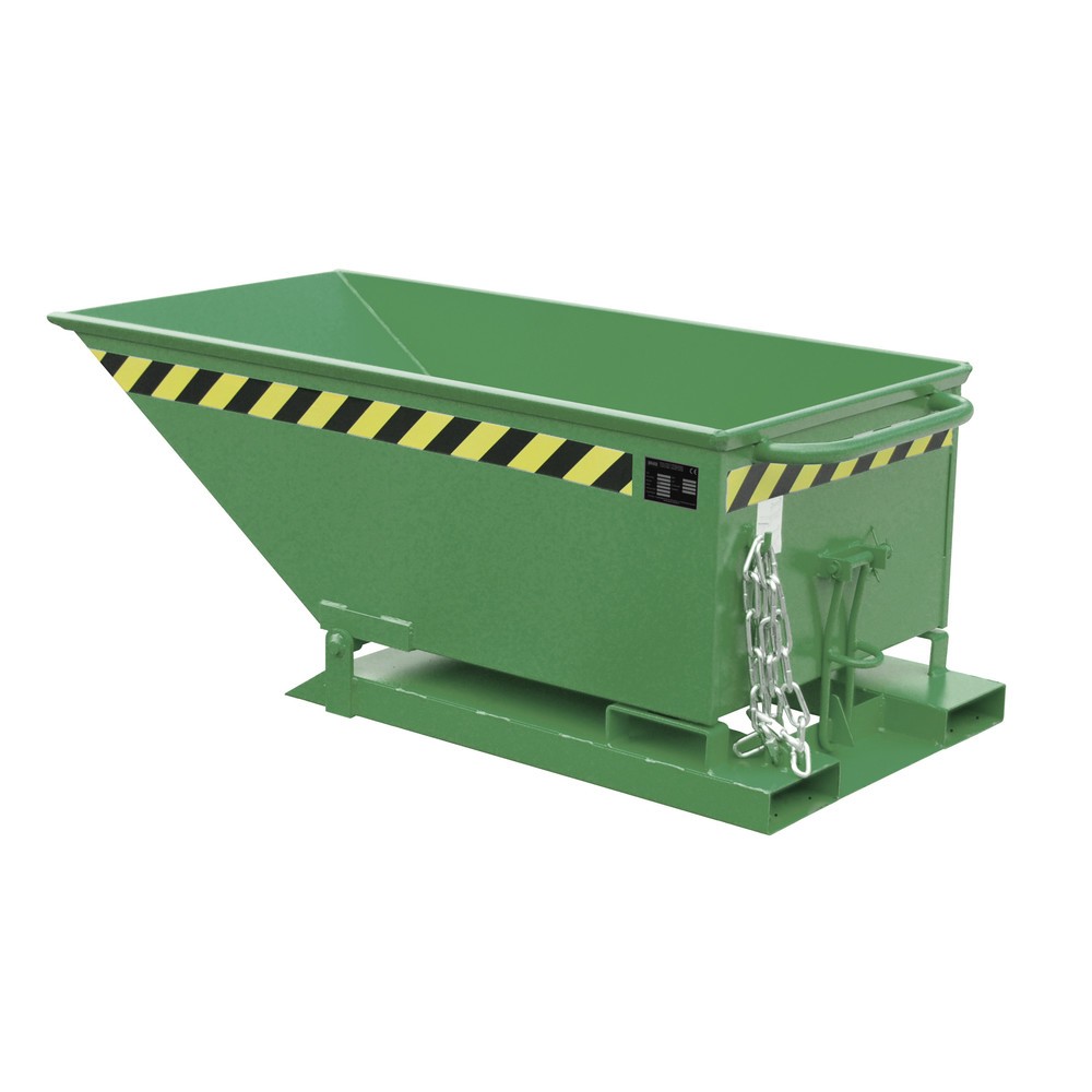 Product afbeelding: Bauer® Kiepbak, lage kuip, gelakt, volume 0,25 m³, RAL 6011 resedagroen