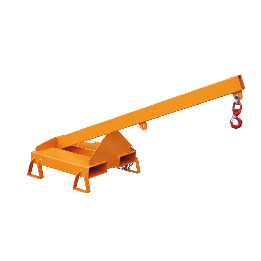 Product afbeelding: Bauer® kraanarm model 2, starre uitvoering, 2 haakposities, basislengte 1.600 mm, draagvermogen 1.000 kg, geel-oranje