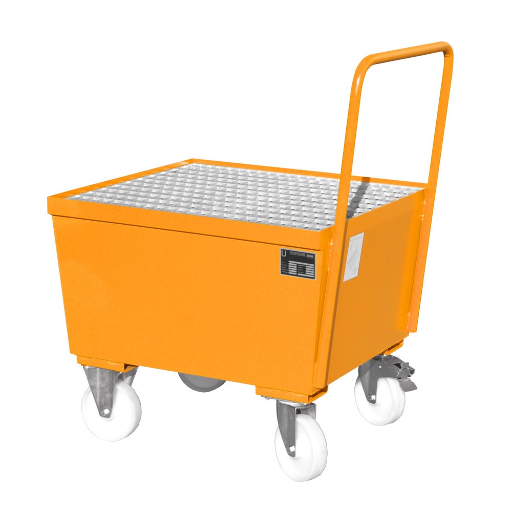 Product afbeelding: Bauer® Lekbak, verrijdbaar, 1x 200 l staand, opvangvolume 215 l, geeloranje