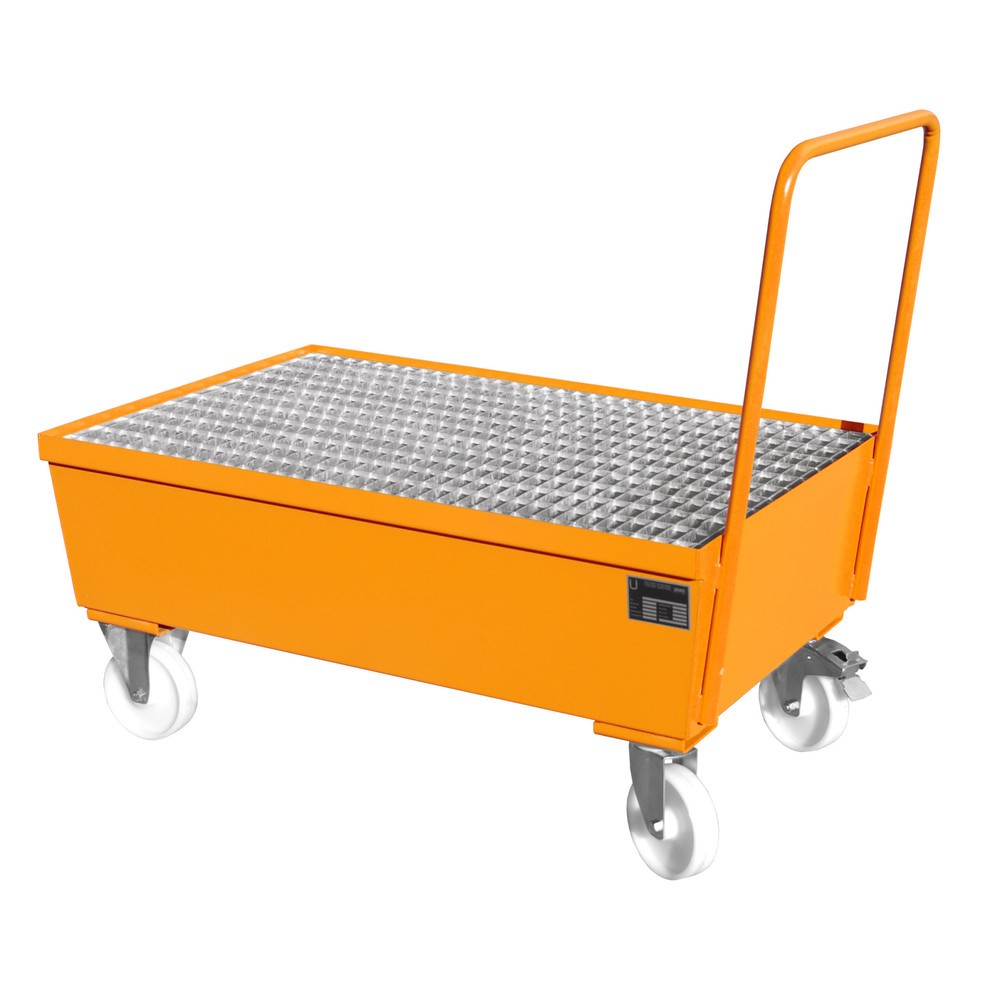 Product afbeelding: Bauer® Lekbak, verrijdbaar, 2x 200 l staand, opvangvolume 225 l, geeloranje
