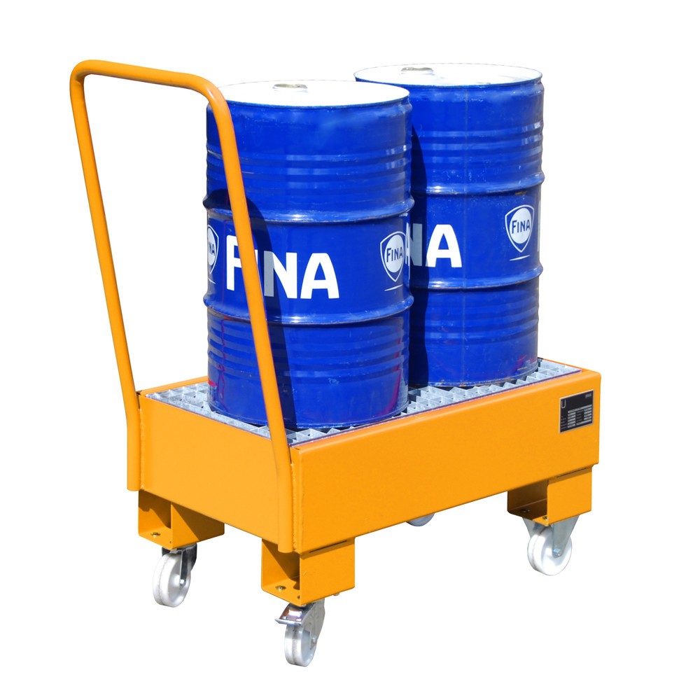 Productafbeelding nr. 1: Bauer® Lekbak, verrijdbaar, 2x 60 l staand, opvangvolume 61 l, geeloranje