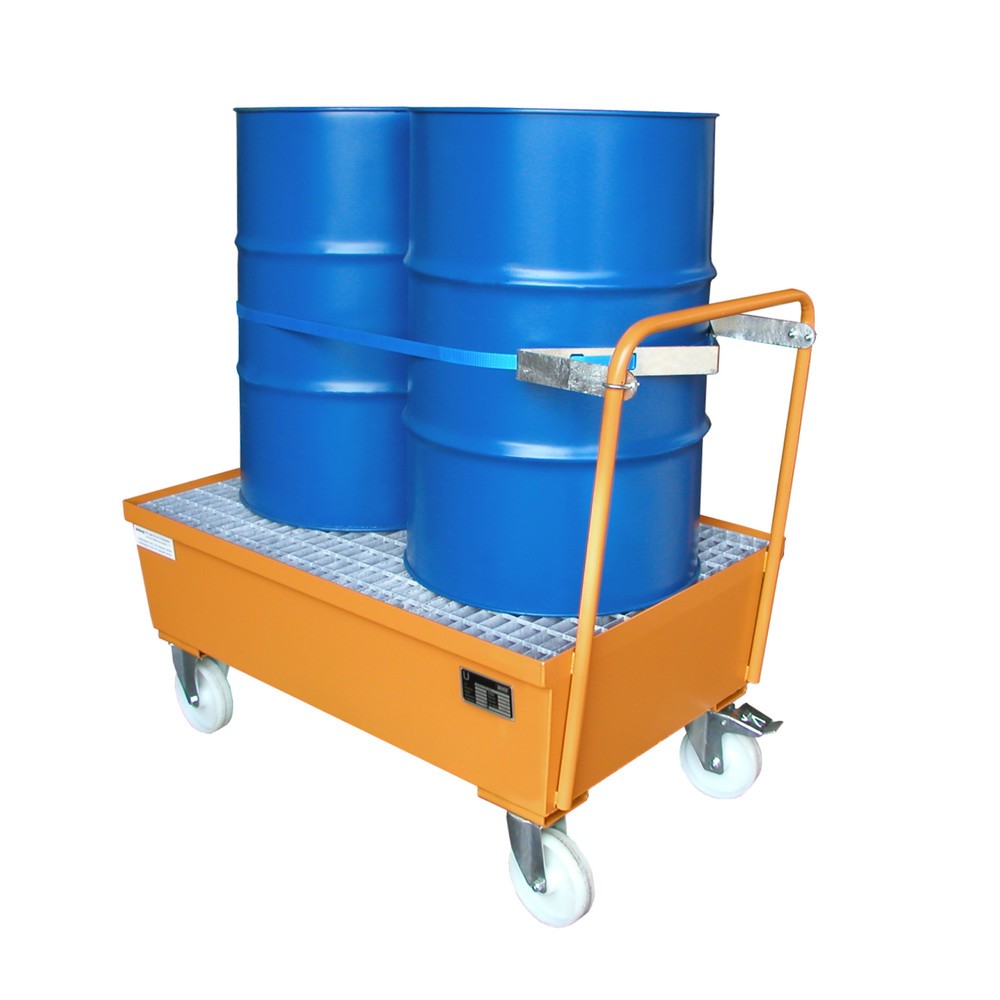 Productafbeelding nr. 2: Bauer® Lekbak, verrijdbaar, 2x 200 l staand, opvangvolume 225 l, geeloranje