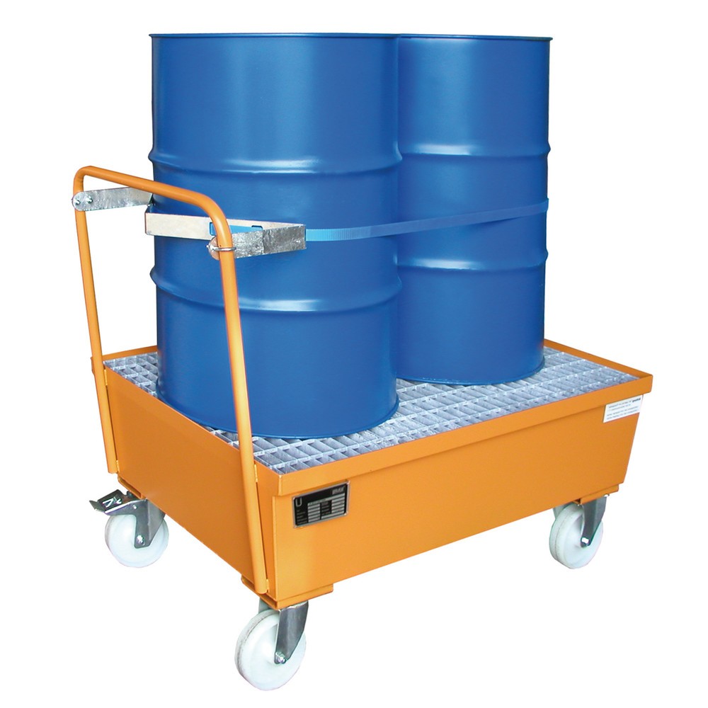 Productafbeelding nr. 3: Bauer® Lekbak, verrijdbaar, 2x 200 l staand, opvangvolume 225 l, geeloranje