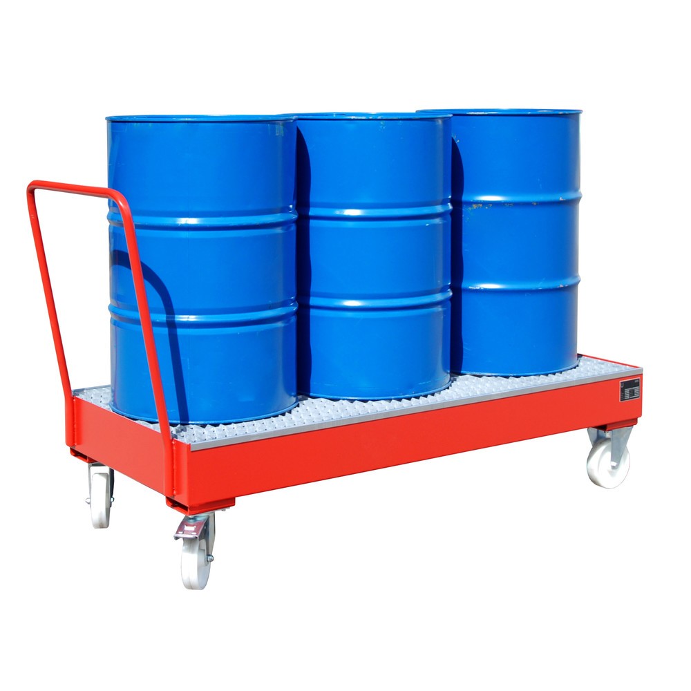 Product afbeelding: Bauer® Lekbak, verrijdbaar, 3x 200 l staand, opvangvolume 202 l, vuurrood