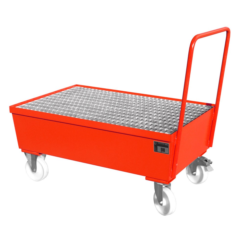 Product afbeelding: Bauer® Lekbak, verrijdbaar, 2x 200 l staand, opvangvolume 225 l, vuurrood