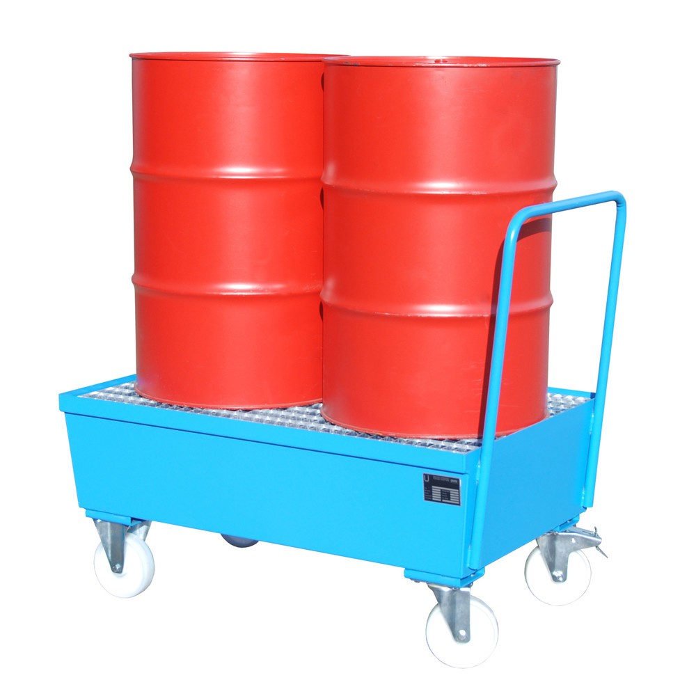 Product afbeelding: Bauer® Lekbak, verrijdbaar, 2x 200 l staand, opvangvolume 225 l, lichtblauw
