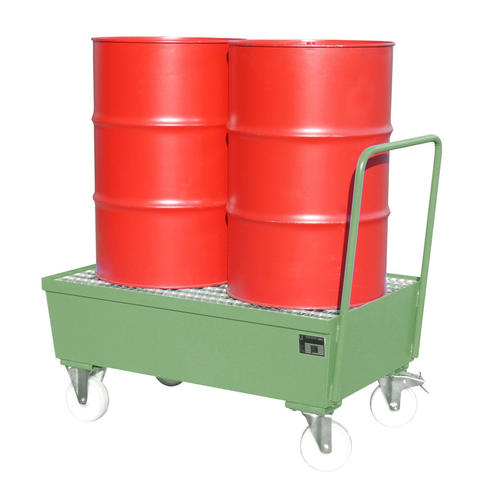 Product afbeelding: Bauer® Lekbak, verrijdbaar, 2x 200 l staand, opvangvolume 225 l, resedagroen