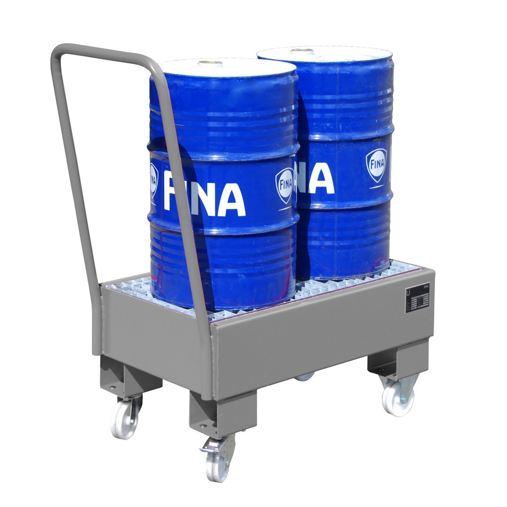 Productafbeelding nr. 2: Bauer® Lekbak, verrijdbaar, 2x 60 l staand, opvangvolume 61 l, muisgrijs