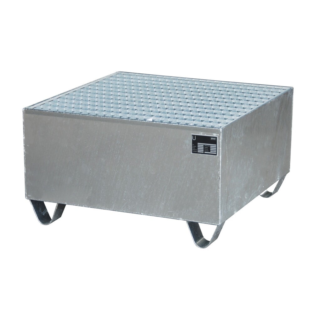 Bauer® lekbak van staal, vrije ruimte 100 mm, hxbxd 465 x 800 x 800 mm, incl. rooster, 1x 200 l, thermisch verzinkt Product afbeelding: Bauer® lekbak van staal, vrije ruimte 100 mm, hxbxd 465 x 800 x 800 mm, incl. rooster, 1x 200 l, thermisch verzinkt