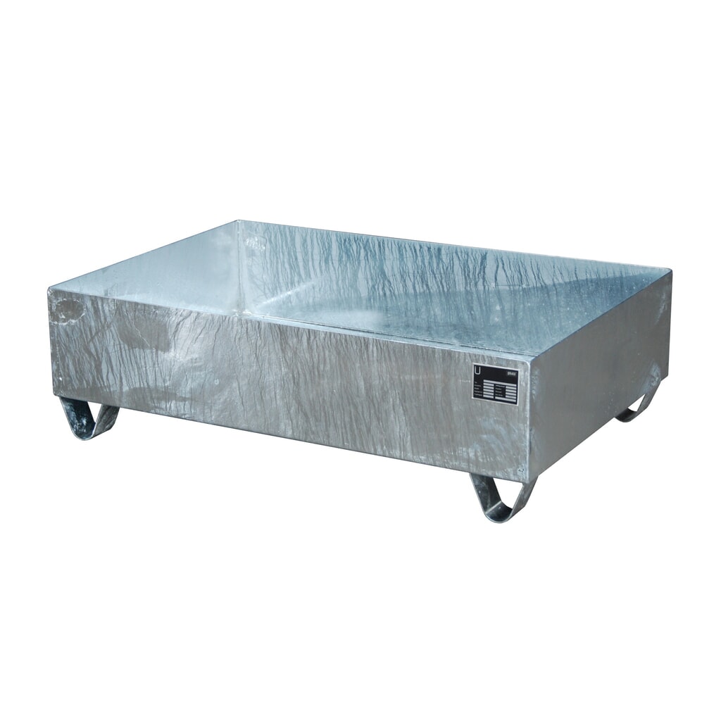 Product afbeelding: Bauer® lekbak van staal, vrije ruimte 100 mm, hxbxd 360 x 1.200 x 800 mm, zonder rooster, 2x 200 l, thermisch verzinkt