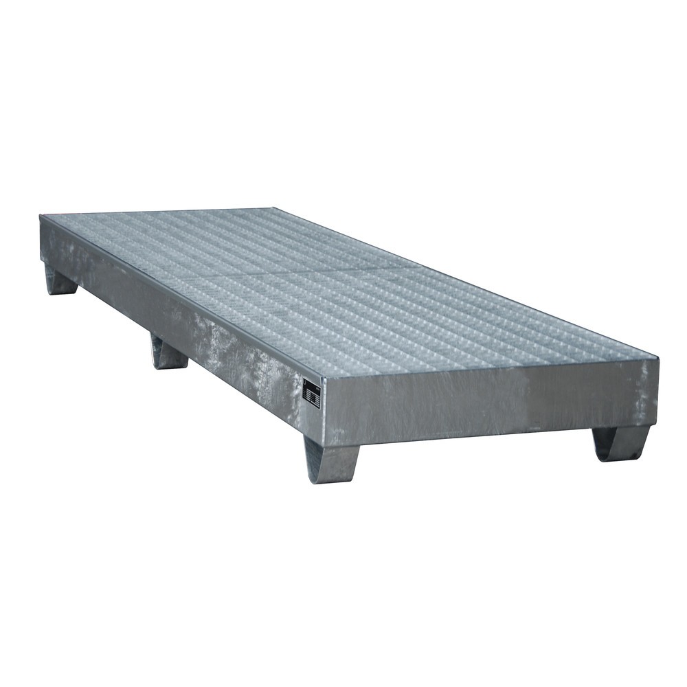 Productafbeelding nr. 2: Bauer® Lekbak van staal, hxbxd 250 x 800 x 2.400 mm, incl. rooster, 4x 200 l, vuurverzinkt