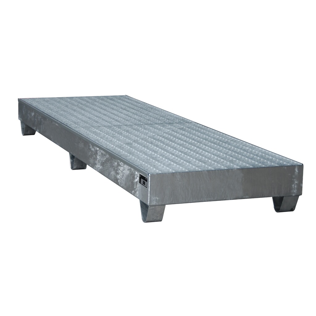 Productafbeelding nr. 2: Bauer® lekbak van staal, vrije ruimte 100 mm, hxbxd 250 x 2.400 x 800 mm, incl. rooster, 4x 200 l, thermisch verzinkt