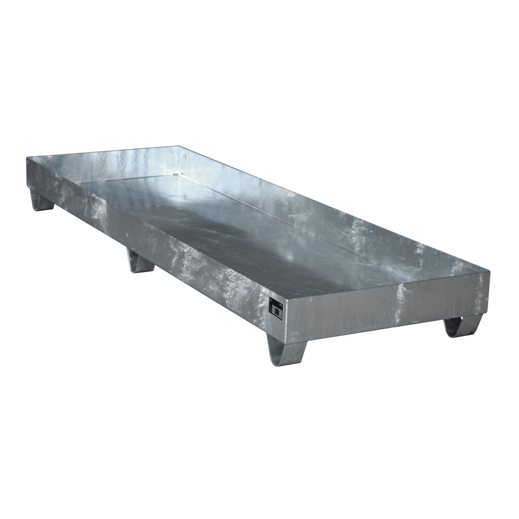 Product afbeelding: Bauer® lekbak van staal, vrije ruimte 100 mm, hxbxd 250 x 2.400 x 800 mm, zonder rooster, 4x 200 l, thermisch verzinkt