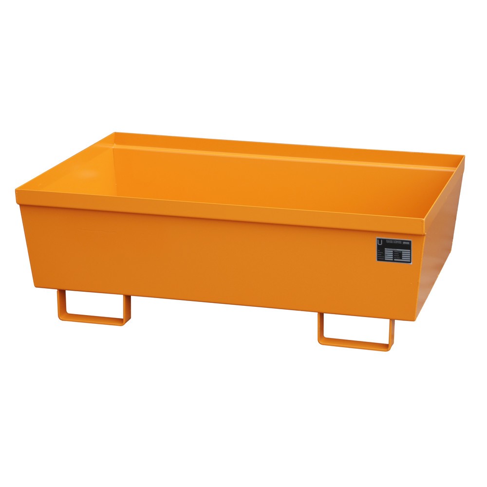 Productafbeelding nr. 1: Bauer® Lekbak van staal, hxbxd 415 x 800 x 1.200 mm, zonder rooster, geeloranje