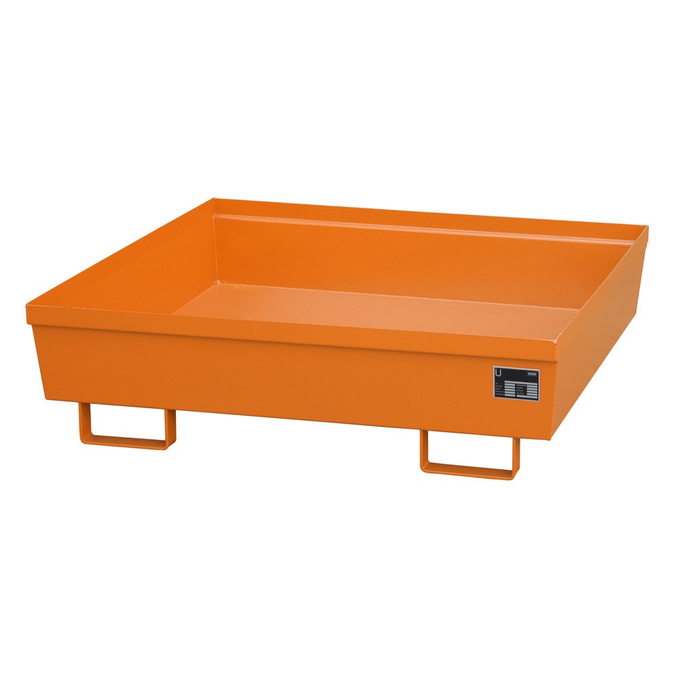 Productafbeelding nr. 2: Bauer® Lekbak van staal, hxbxd 335 x 1.200 x 1.200 mm, zonder rooster, geeloranje