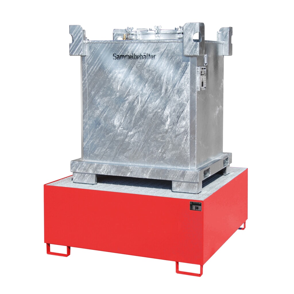 Bauer® lekbak van staal voor 1x KTC/IBC, vuurrood Product afbeelding: Bauer® lekbak van staal voor 1x KTC/IBC, vuurrood